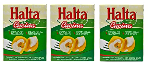 3x Halta Cucina Preparato Alimentare UHT per Cucina Cremige Zubereitung UHT für die Küche Ideal für Pasta, Saucen, Pizza Kochsahne Sahne 200ml von Halta