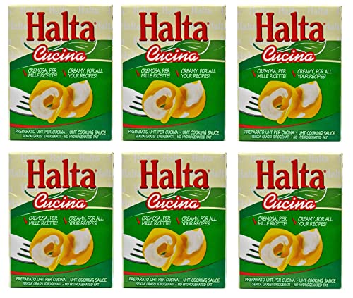 6x Halta Cucina Preparato Alimentare UHT per Cucina Cremige Zubereitung UHT für die Küche Ideal für Pasta, Saucen, Pizza Kochsahne Sahne 200ml von Halta