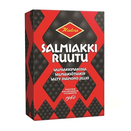 Halva Salmiakki Ruutu, Salmiak-Rauten aus Finnland, 240 Gramm von Halva