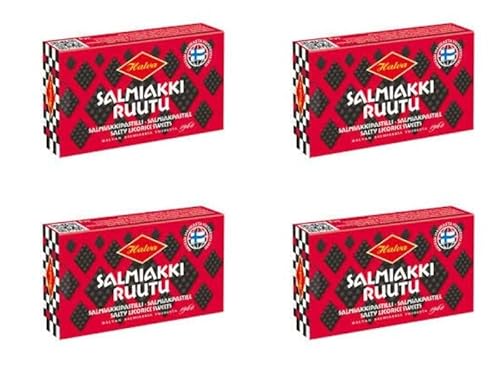 Halva Salmiakkiruutu Salmiakki Lakritze 4 Schachteln of 34g von Halva