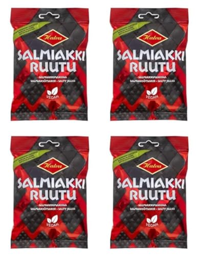 Halva Salmiakkiruutu Salmiakki vegaaninen & liivatteeton Lakritze 4 Pack of 120g von Halva