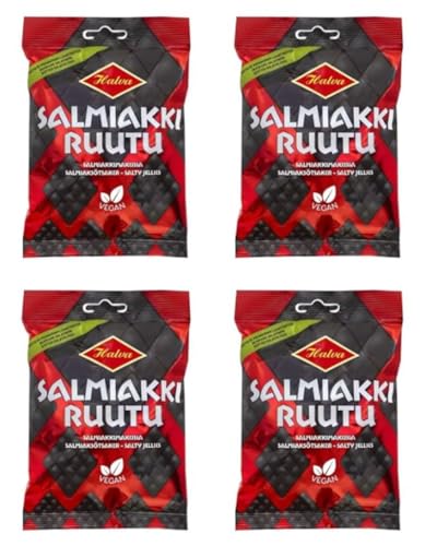 Halva Salmiakkiruutu Salmiakki vegaaninen & liivatteeton Lakritze 4 Pack of 120g von Halva
