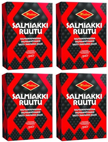 Halva Salmiakkiruutu Salty Diamond Lakritze 4 Schachteln of 240g von Halva