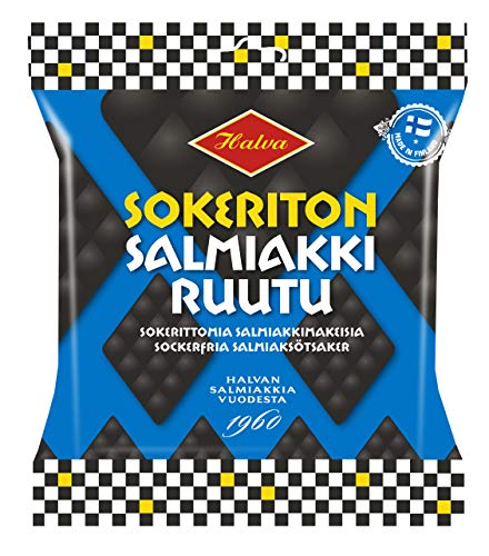 Halva Sokeriton Salmiakkiruutu Lakritze 12 Pack of 90g von Halva