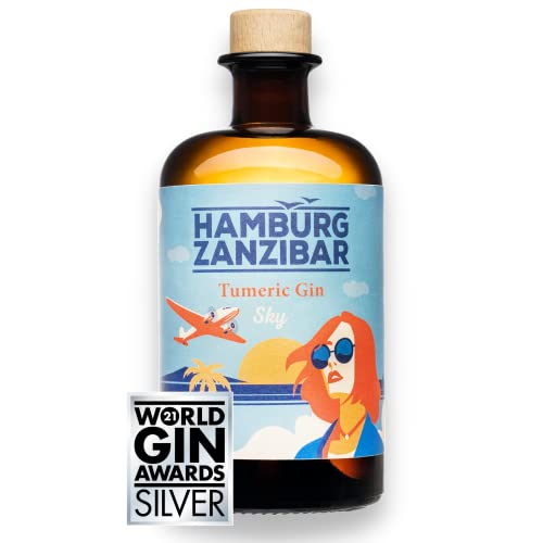 TUMERIC SKY GIN [0,5L - 40% Vol] - Außergewöhnlicher Geschmack durch Grapefruit, Paradieskörner und einen Hauch von Kurkuma - Gebrannt in kleinen Batches - Hergestellt in Handarbeit von Hamburg-Zanzibar