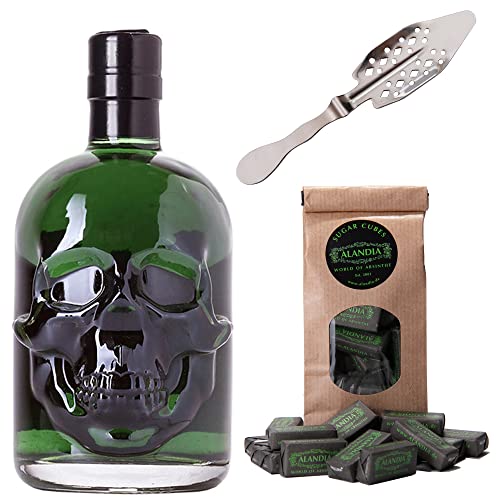 Absinth Hamlet Classic von ALANDIA | Mit Absinth Löffel und Zucker | Das Original in der Totenkopf Flasche von Hamlet