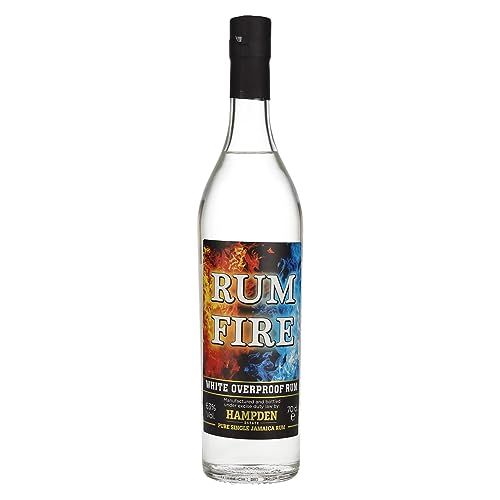 Hampden | Rum Fire | White Overproof Rum | 700 ml | 63% Vol. | Weißer Rum aus Jamaika | Im Pot-Still-Verfahren hergestellt | Trockenfrüchte & Karamell | Rauchiger Rum | Ohne Zuckerzusatz von Hampden