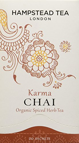 Hampstead Tea London Bio Karma Chai gewürzte Kräutertee / Bio-Infusion Karma Chai mit Kräutern und Gewürzen - 1 x 20 Sachets (40 Gramm) von Hampstead Tea