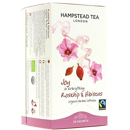 Hampstead Tea London Bio revitalisierender und biodynamischer Kräutertee mit Hagebutte & Hibiskus - 4 x 20 Teebeutel (120 Gramm) von Hampstead Tea