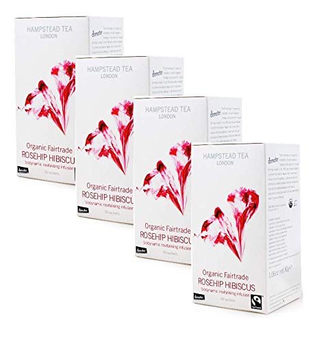 Hampstead Tea London Bio revitalisierender und biodynamischer Kräutertee mit Hagebutte & Hibiskus - 4 x 20 Teebeutel (120 Gramm) von Hampstead Tea