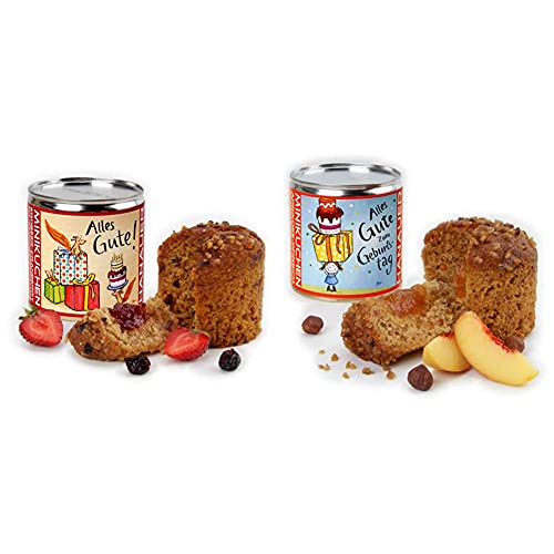 Hanauer Minikuchen Erdbeer-Cranberry "Alles Gute", 1er Pack (1 x 170 g), 915 & Minikuchen Pfirsich-Aprikose "Zum Geburtstag", 1er Pack (1 x 170 g) von Hanauer