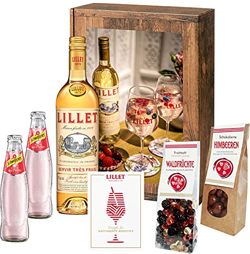 Lillet Geschenkset Wild Berry | Lillet Blanc Aperitif Geschenkkorb 8-teilig | Geschenk für Frauen | Geschenkideen mit Alkohol | Präsentkorb gefüllt von Handelsagentur Kasberger