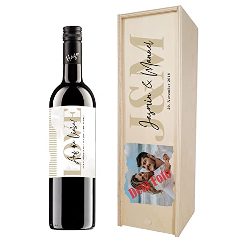 Personalisierte Geschenkbox mit Wein für Hochzeit, Valentinstag, Jahrestag, Hochzeitstag | Gestalte dein persönliches Geschenk | (Blauer Zweigelt, B-Love) von Handelsagentur Kasberger