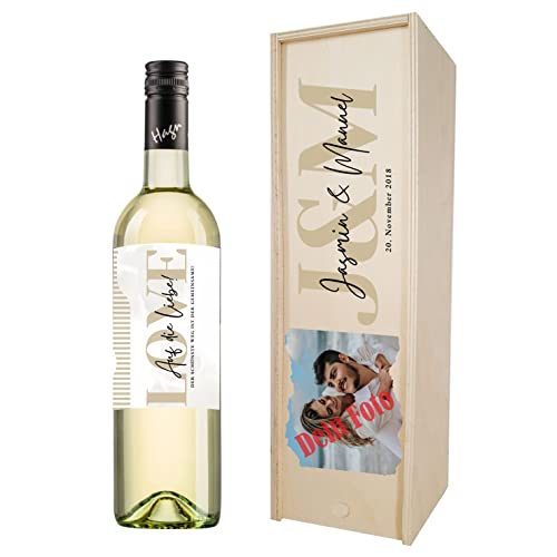 Personalisierte Geschenkbox mit Wein für Hochzeit, Valentinstag, Jahrestag, Hochzeitstag | Gestalte dein persönliches Geschenk | (Grüner Veltliner, B-Love) von Handelsagentur Kasberger