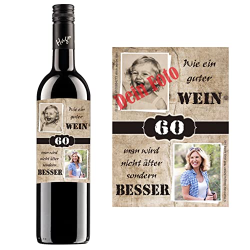 Personalisierter Wein zum Geburtstag | Gestalte dein persönliches Geschenk | (Blauer Zweigelt, Geburtstag Holzoptik) von Handelsagentur Kasberger