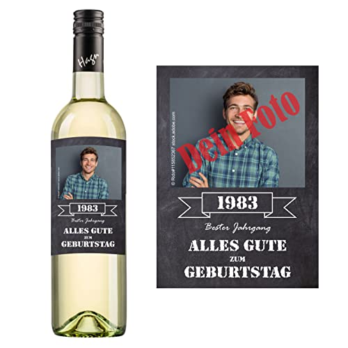 Personalisierter Wein zum Geburtstag, Valentinstag, Hochzeit, Muttertag, Jahrestag | Gestalte dein persönliches Geschenk | (Grüner Veltliner, Geburtstag Schieferoptik) von Handelsagentur Kasberger