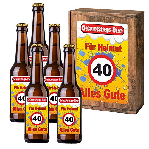 Personalisiertes Bier mit Wunschtext und Foto | 5 x 0,33 l Dinkelbier als Geschenkset | Persönliche Geschenkbox zum Geburtstag (Geschenkbox mit 5 Fl., Verkehrsschild) von Handelsagentur Kasberger