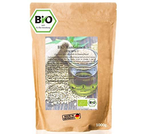 BIO Hanfsamen geschält 1kg aus Deutschland vom deutschen Biofeld - Zusatz für Smoothie, Müsli und Eis von Hanfoo