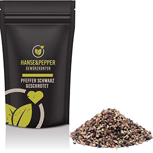 100g Pfeffer Schwarz geschrotet Pfeffer Körner geschroteter Schwarzer Pfeffer von Hanse&Pepper Gewürzkontor