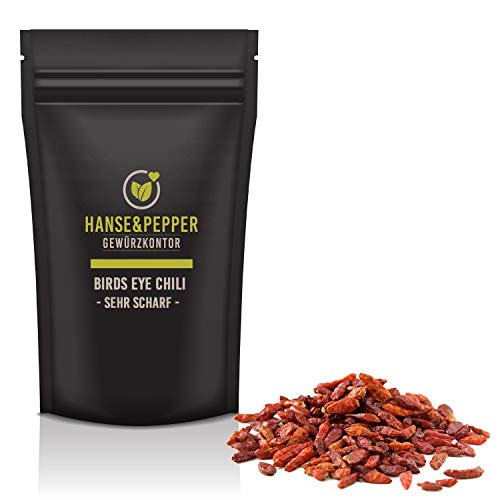 250g Birds Eye Chili Schoten ganz extrem scharf Chilli in Spitzenqualität - Gourmet Serie von Hanse&Pepper Gewürzkontor