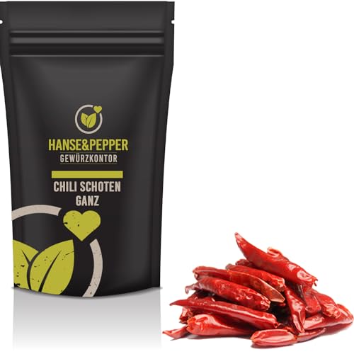 250g Chili ganz Chili Schoten rot Chilis getrocknet ganz 4-7cm scharf von Hanse&Pepper Gewürzkontor