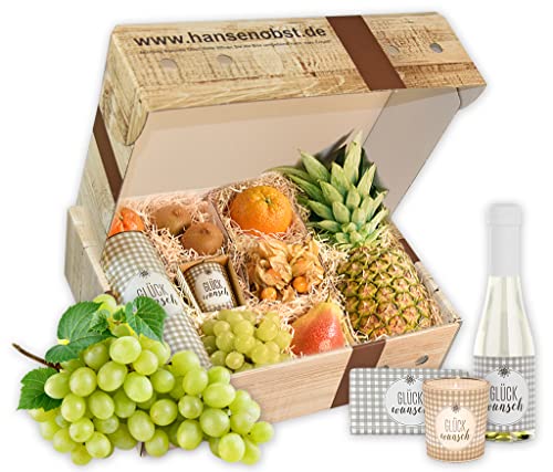 Hansen Obst - Geburtstags Geschenkbox - fruchtige Obst-Box - “Geburtstagsprickeln” - Präsentkorb - Obst-Geschenkset - gefüllte Obstkiste - Geschenk Obstbox "Die Rustikale" von Hansen Obst