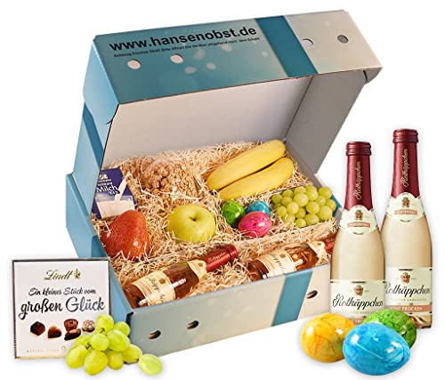 Hansen Obst - Geburtstags Geschenkbox - fruchtige Obst-Box - “Sektfrühstück” - Präsentkorb - Obst-Geschenkset - gefüllte Obstkiste - Geschenk Obstbox "Die Himmelblaue" von Hansen Obst