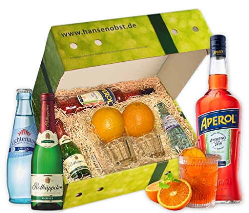 Hansen Obst - Geschenkbox "Aperol Spritz-Cocktail" - Cocktail Mix Set - Präsentkorb Cocktail-Starter-Set - Geschenk Cocktail Liebhaber (Die Moderne) von Hansen Obst