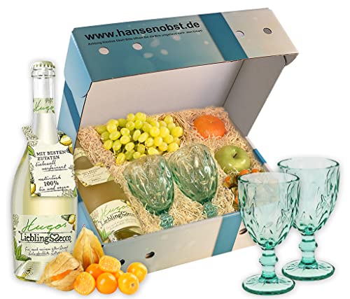 Hansen Obst - Geschenkbox "Hugo Cocktail" - Cocktail Mix Set - Präsentkorb Cocktail-Starter-Set - Geschenk Cocktail Liebhaber (Die Himmelblaue) von Hansen Obst