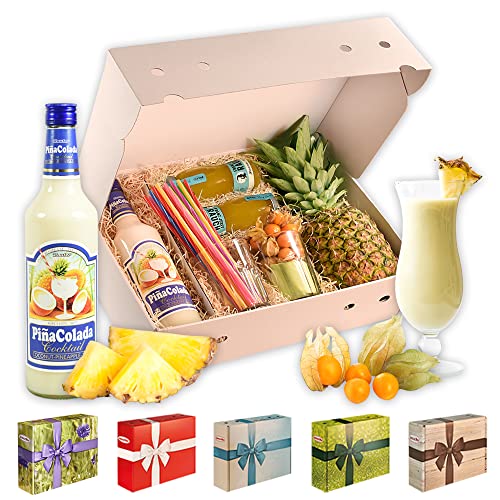 Hansen Obst - Geschenkbox "Pinacolada-Cocktail" - Cocktail Mix Set - Präsentkorb Cocktail-Starter-Set - Geschenk Cocktail Liebhaber "Die Blumenwiese" von Hansen Obst