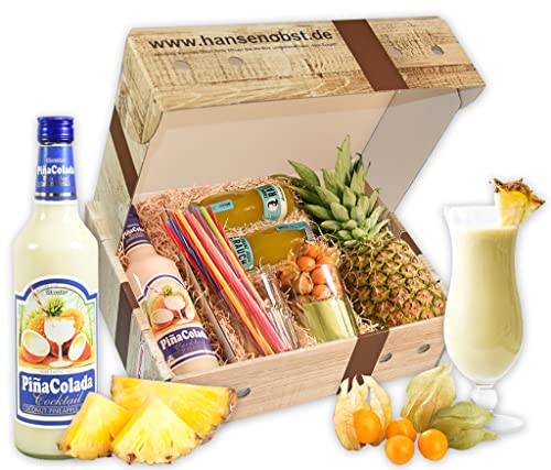 Hansen Obst - Geschenkbox "Pinacolada-Cocktail" - Cocktail Mix Set - Präsentkorb Cocktail-Starter-Set - Geschenk Cocktail Liebhaber "Die Rustikale" von Hansen Obst