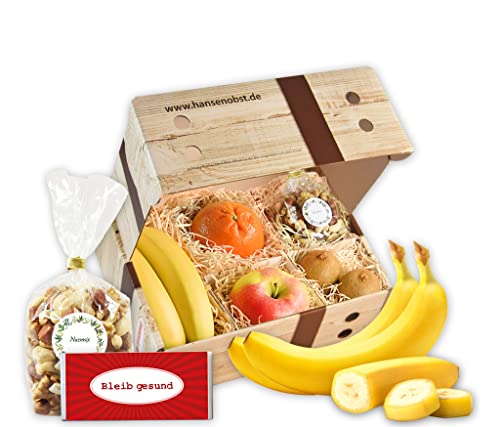 Hansen Obst - Geschenkbox - fruchtige Obst-Box - “Bleib gesund, klein” - Präsentkorb - Obst-Geschenkset - gefüllte Obstkiste - Probier-Obstbox (Die Rustikale) von Hansen Obst