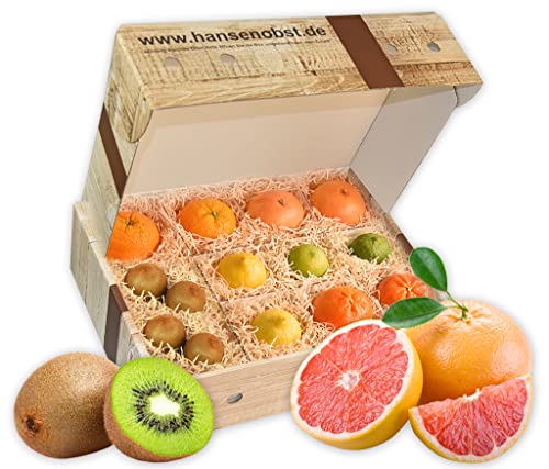 Hansen Obst - Geschenkbox - fruchtige Obst-Box - “Vitamin-C-Box” - Präsentkorb - Obst-Geschenkset - gefüllte Obstkiste - Obstbox mit frischem Obst "Die Rustikale" von Hansen Obst
