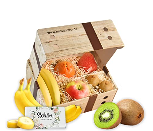 Hansen Obst - Glücksmomente Geschenkbox - fruchtige Obst-Box - “Für Dich” - Präsentkorb - Obst-Geschenkset - gefüllte Obstkiste - Obstbox mit frischem Obst (Die Rustikale) von Hansen Obst