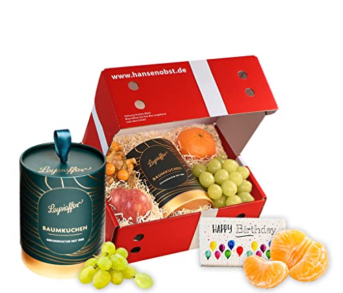 Hansen Obst - Geburtstags Geschenkbox - fruchtige Obst-Box - “Geburtstagskuchen” - Präsentkorb - Obst-Geschenkset - gefüllte Obstkiste - Geschenk Obstbox von Hansen Obst