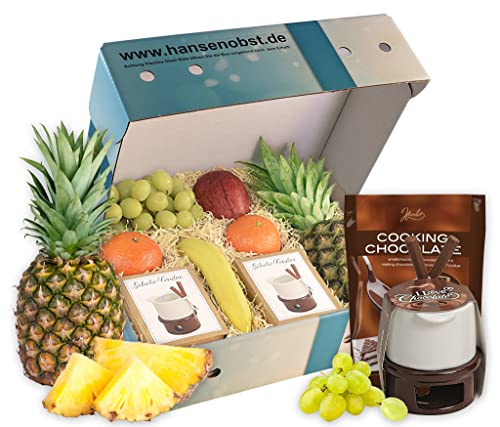 Hansen Obst | Schokoladen-Fondue | Geschenkbox mit frischem Obst | "Die Himmelblaue" von Hansen Obst