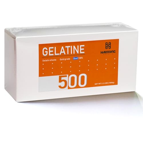 Haodong Gelatine-Blätter für Rindfleisch, Blattgold, 1 kg, 500 Blatt/200 Blüte, Gelatine-Blätter für Mousse, Spiegelglasur, Creme, Kuchen, Dessert, Gelees Haodong Gelatine-Blätter für Rindfleisch, Blattgold, 1 kg, 500 Blatt/200 Blüte, Gelatine-Blätter für Mousse, Spiegelglasur, Creme, Kuchen, Dessert, Gelees von Haodong