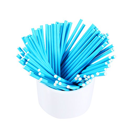 Bunte Lollipop Sticks, 100 Stücke Kuchen Pop Sticks aus Papier, Cake Pop Stiele, Candy Sticks für Cupcake, Süßigkeiten, Gelee und Schokolade, Blau von Haofy