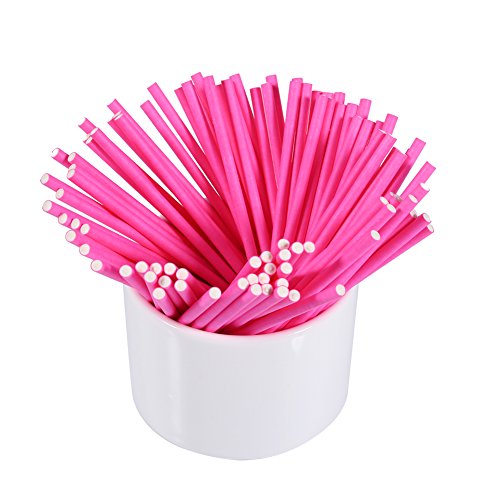 Bunte Lollipop Sticks, 100 Stücke Kuchen Pop Sticks aus Papier, Cake Pop Stiele, Candy Sticks für Cupcake, Süßigkeiten, Gelee und Schokolade, Rosa von Haofy