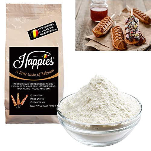Happies Backmischung für lecker Lollipop-Waffeln, Fertigbackmischung , Teig-Mischung für Lollipop-Waffeln , einfach durch die Zugabe von Wasser zuzubereiten | (1) von Happies A Little Taste of Belgium