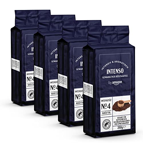 by Amazon Gemahlener Kaffee Caffè Intenso, 1 kg, 4 Packungen mit 250 g – Rainforest Alliance-Zertifizierung von by Amazon