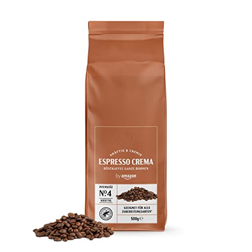 by Amazon Espresso Crema Kaffeebohnen – Rainforest Alliance-Zertifizierung, Leichte Röstung, 500 g (1er-Pack) von by Amazon