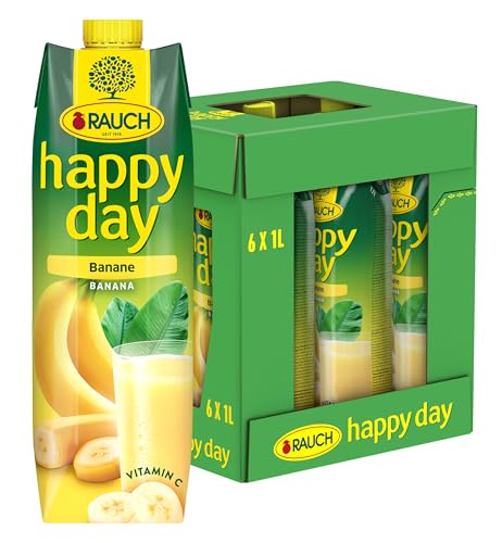 Rauch Happy Day Banane |aus 5 sonnengereiften Bananen |fein püriert und angereichert | für den perfekten Start in den Tag| 6x 1l Tetra Prisma von Happy Day