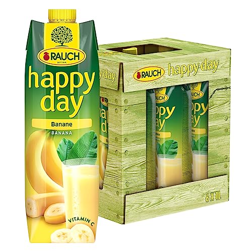Rauch Happy Day Banane |aus 5 sonnengereiften Bananen |fein püriert und angereichert | für den perfekten Start in den Tag| 6x 1l Tetra Prisma von Happy Day