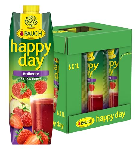 Rauch Happy Day Erdbeere | intensiver Erdbeergeschmack | verfeinert mit Apfel und Zitrone | 6x 1l Tetra Prisma von Happy Day