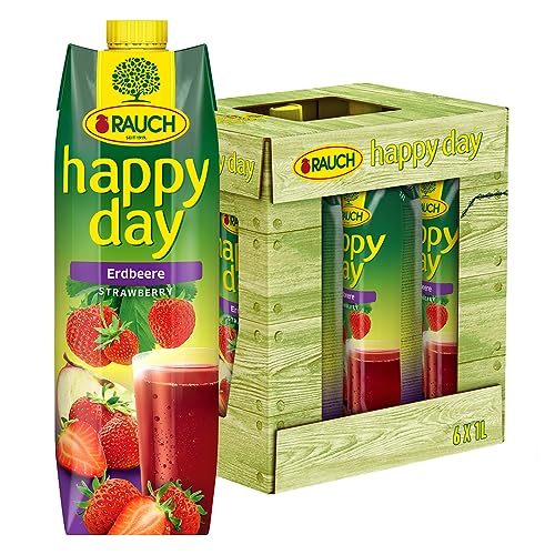 Rauch Happy Day Erdbeere | intensiver Erdbeergeschmack | verfeinert mit Apfel und Zitrone | 6x 1l Tetra Prisma von Happy Day