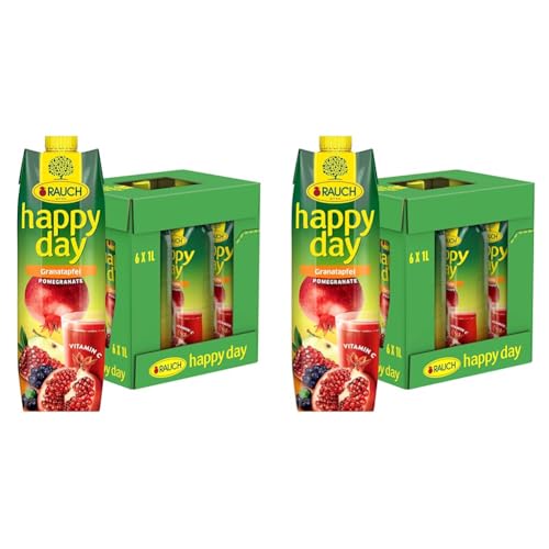 Rauch Happy Day Granatapfel | unverwechselbarer Geschmack | kombiniert mit Apfel, Holunder und Aroniabeere | 6x 1l Tetra Prisma (Packung mit 2) von Happy Day