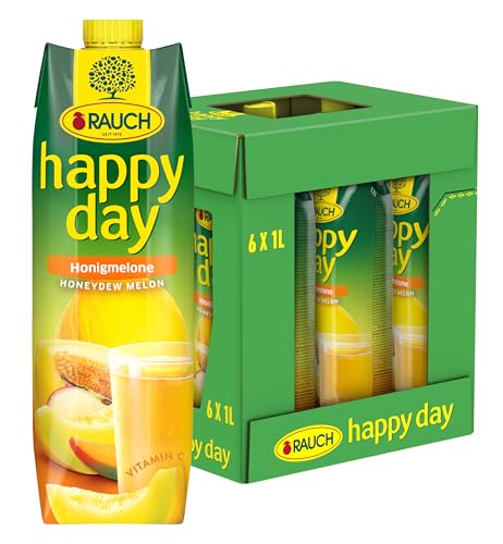 Rauch Happy Day Honigmelone | mild-süßer Sommergeschmack| verfeinert mit tropischer Mango und feinem Apfel | 6x 1l Tetra Prisma von Happy Day