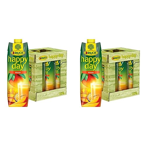 Rauch Happy Day Mango | himmlisches Fruchtsaftgetränk mit Maracuja verfeinert | viel Vitamin C | 6x 1l Tetra Prisma (Packung mit 2) von Happy Day