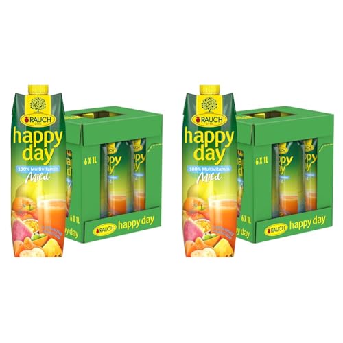 Rauch Happy Day Multivitamin mild | sanft und säurearm | mit 9 wertvollen Vitaminen und Calcium | 6x 1l Tetra Prisma (Packung mit 2) von Happy Day